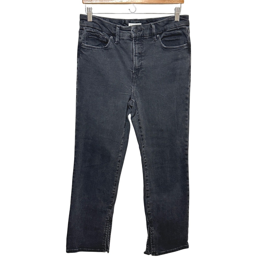 Good American Washed Black Straight Leg Jeans